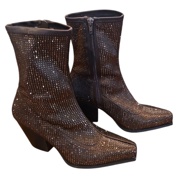 NWT Gianni Bini Star-Crossed Rhinestone Western Boots Brown 9.5 - Picture 4 of 8